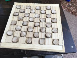 oak and pine diy gift checkers board