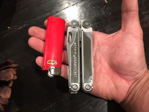 Leatherman Wave size comparison against a bic lighter