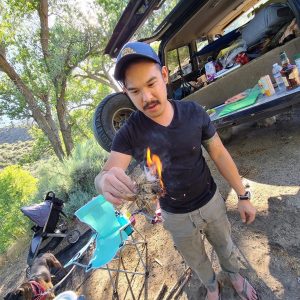 friction fire with a pocket knife bow drill
