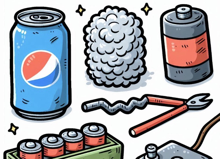 soda can, steel wool, and batteries for fire-starting techniques